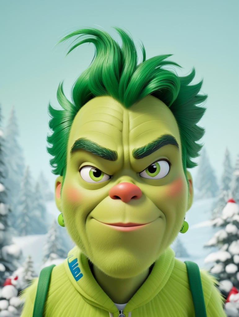 Grinch wearing hoodie and nike shoes