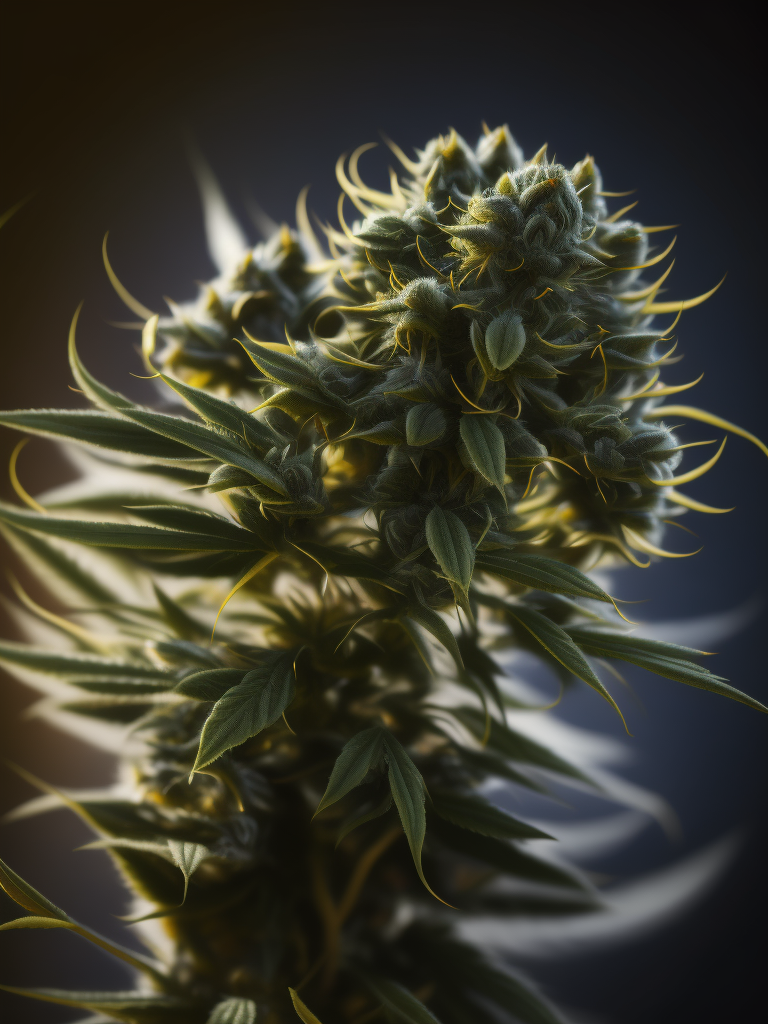 A macro photo of a cannabis flower, macro photography, close-up, high-quality details, deep focus, professional shot