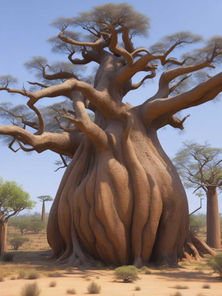 Baobab tree, savanna, Depth of field, Incredibly high detailed