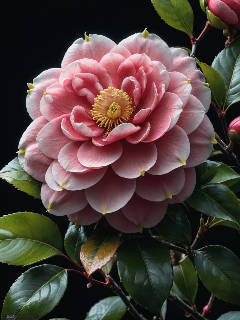 Japanese camelia flower blooming