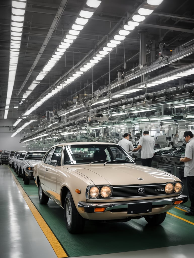 toyota car factory analizing a process production