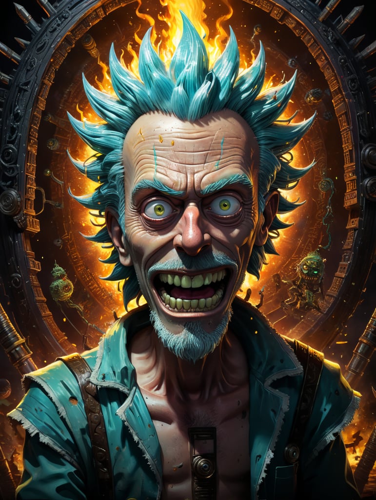 Dibujo con el estilo de la serie de Rick Sanchez de Rick and Morty haciendo trading