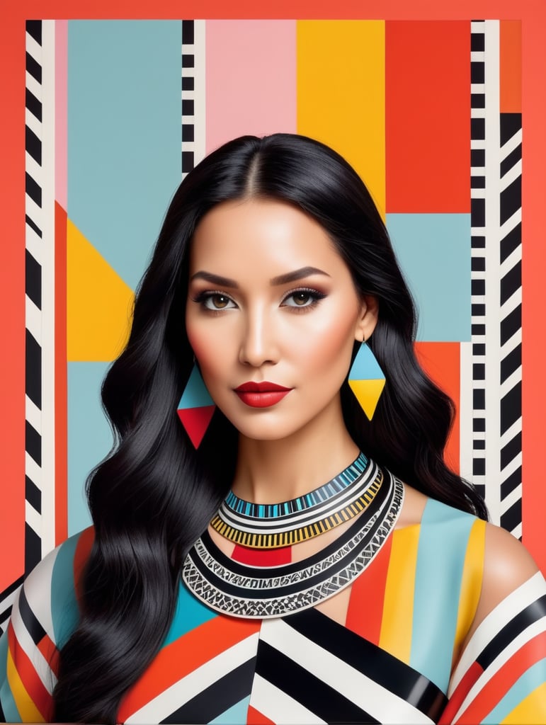 Pocahontas, Illustration, Painting, Visual, Arts, Pattern, France, style of Camille Walala