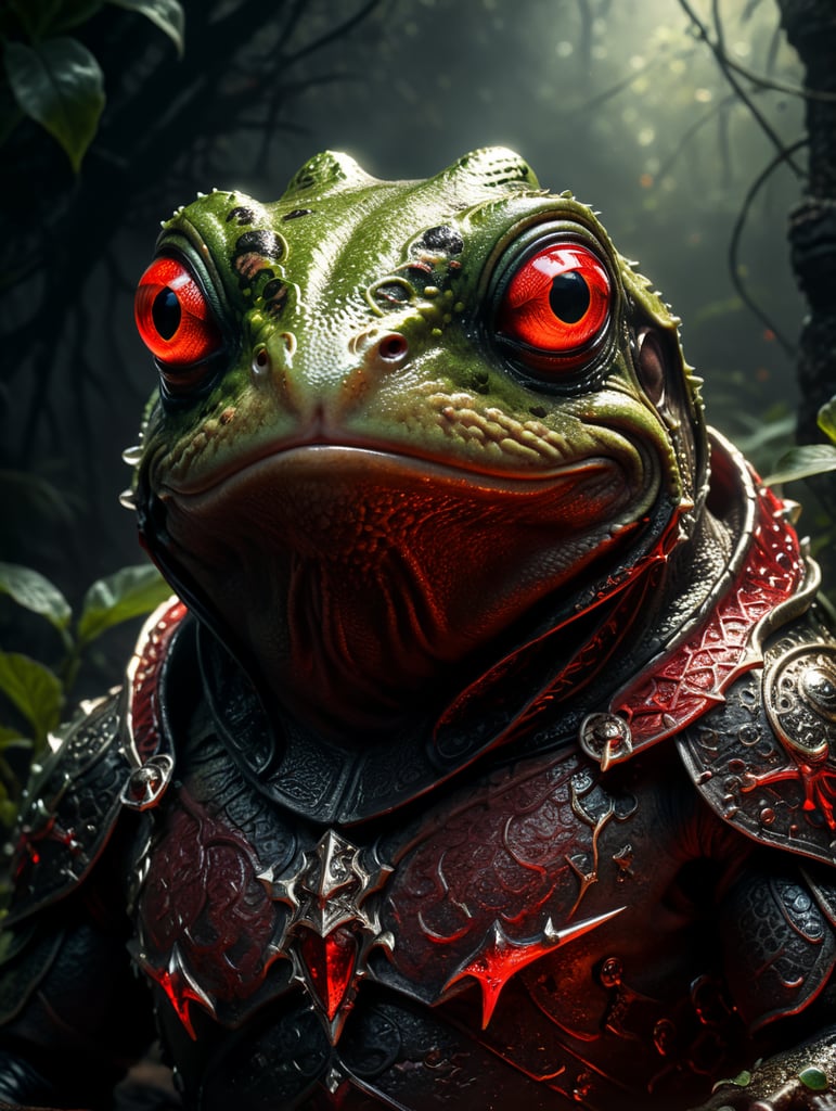 frog in the diablo fantasy style dark fantasy like hero portret black and red light