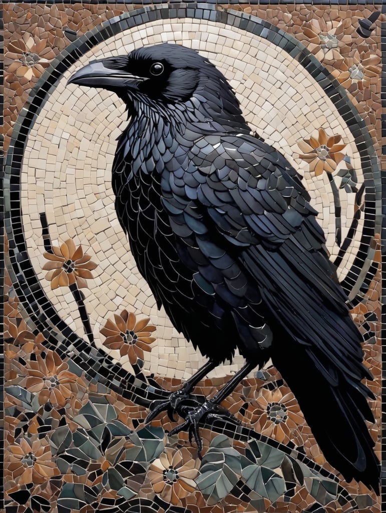 Art Mosaik black raven