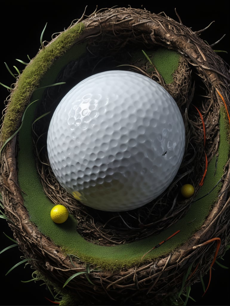 big golf ball, bird's nest