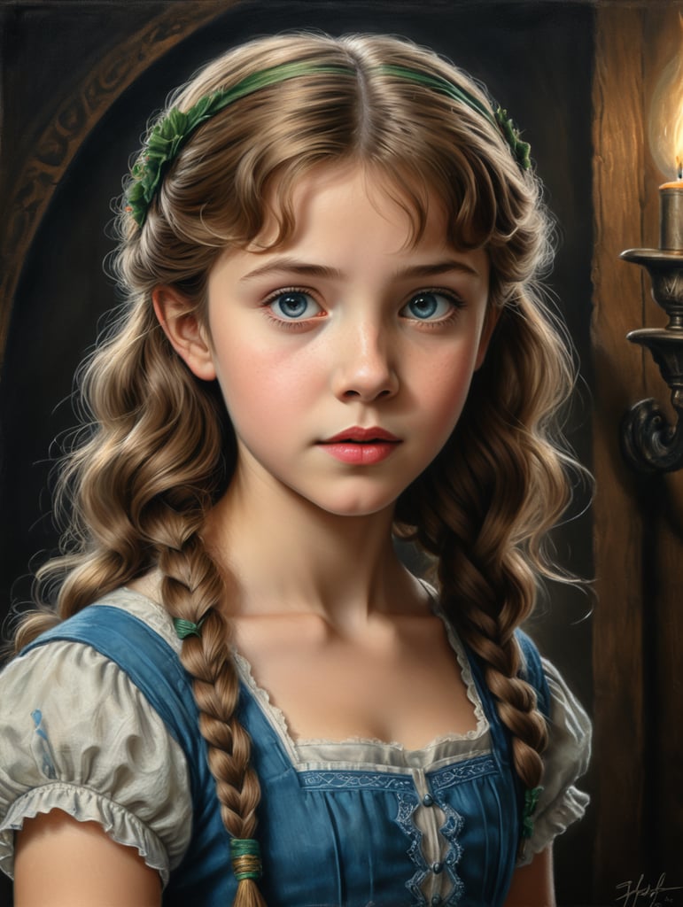 Wendy Darling, 13 yo, simple hand drawn artstyle, by F. Scott Hess, in style by 1930s photo, charcoal art