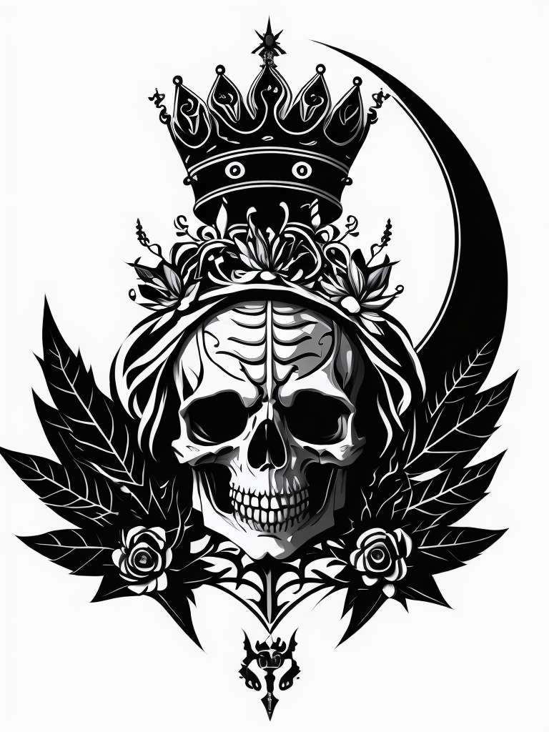 A vector art of a queen skeleton tattoo