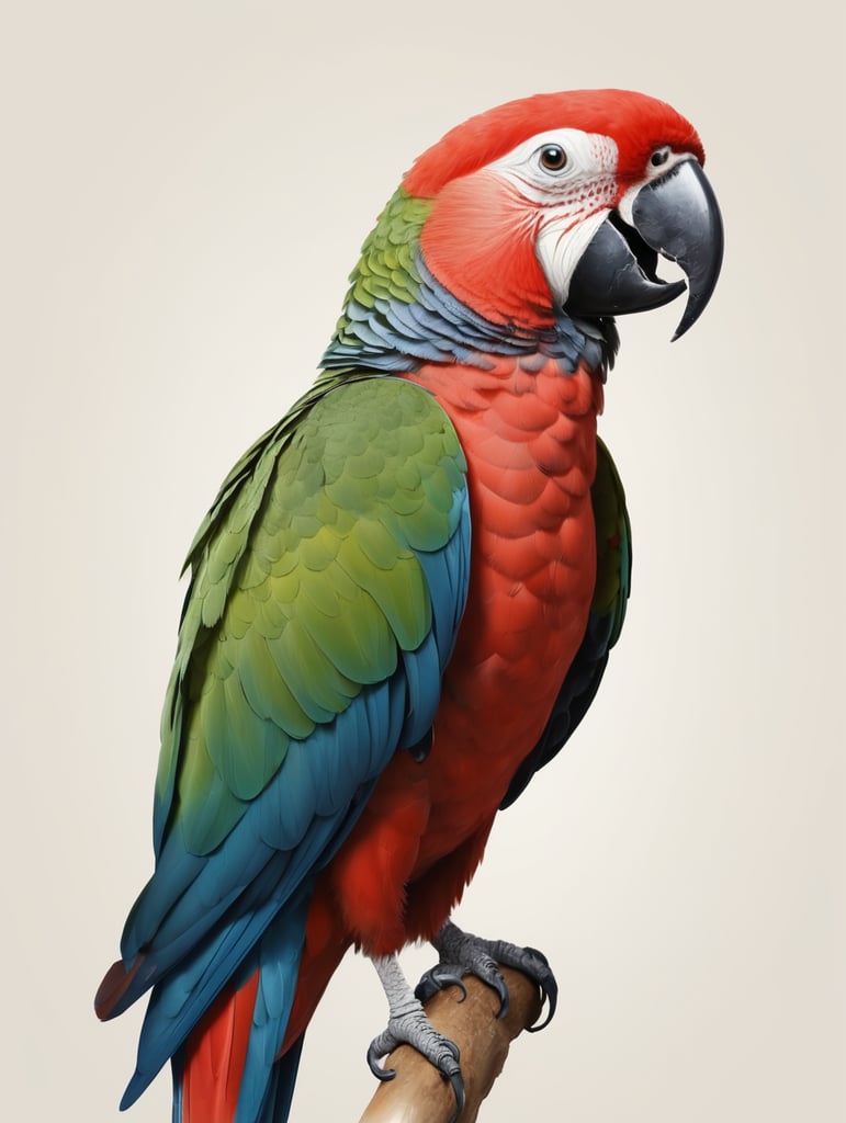 parrot Rosella rubinova. A simple drawing. A parrot's head is larger than its body.