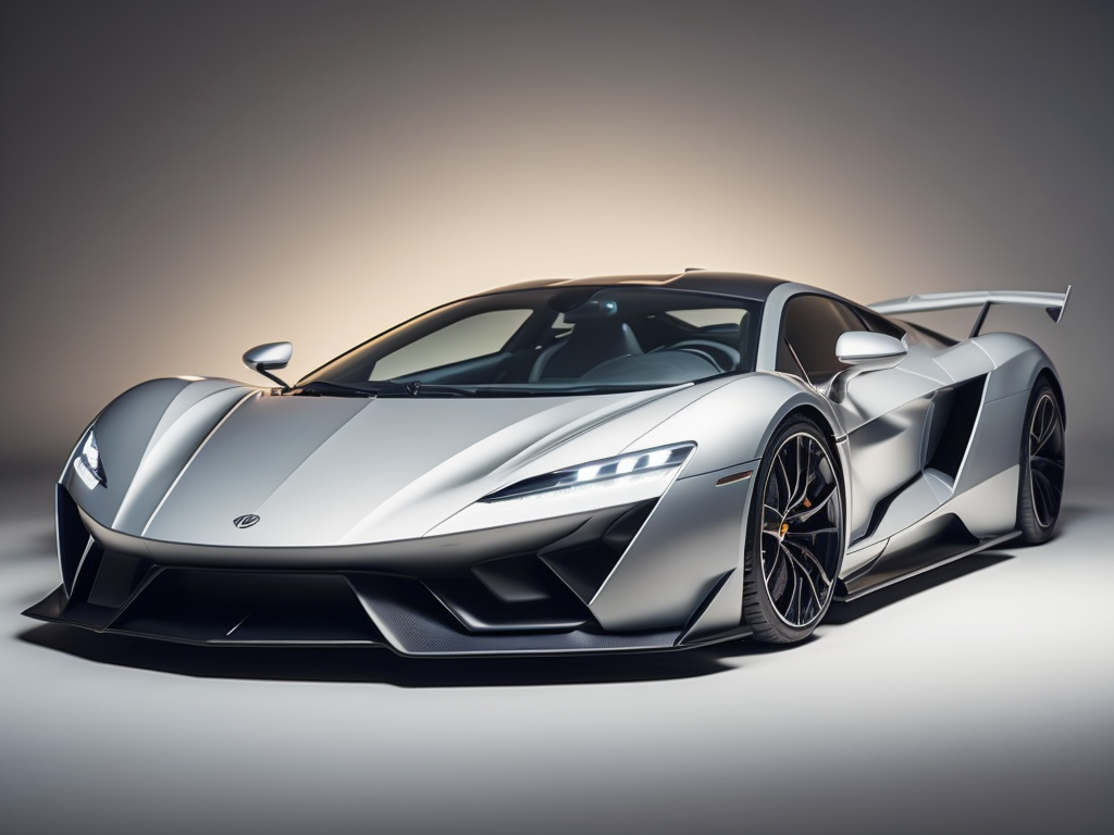 photorealistic electric supercar on a white background