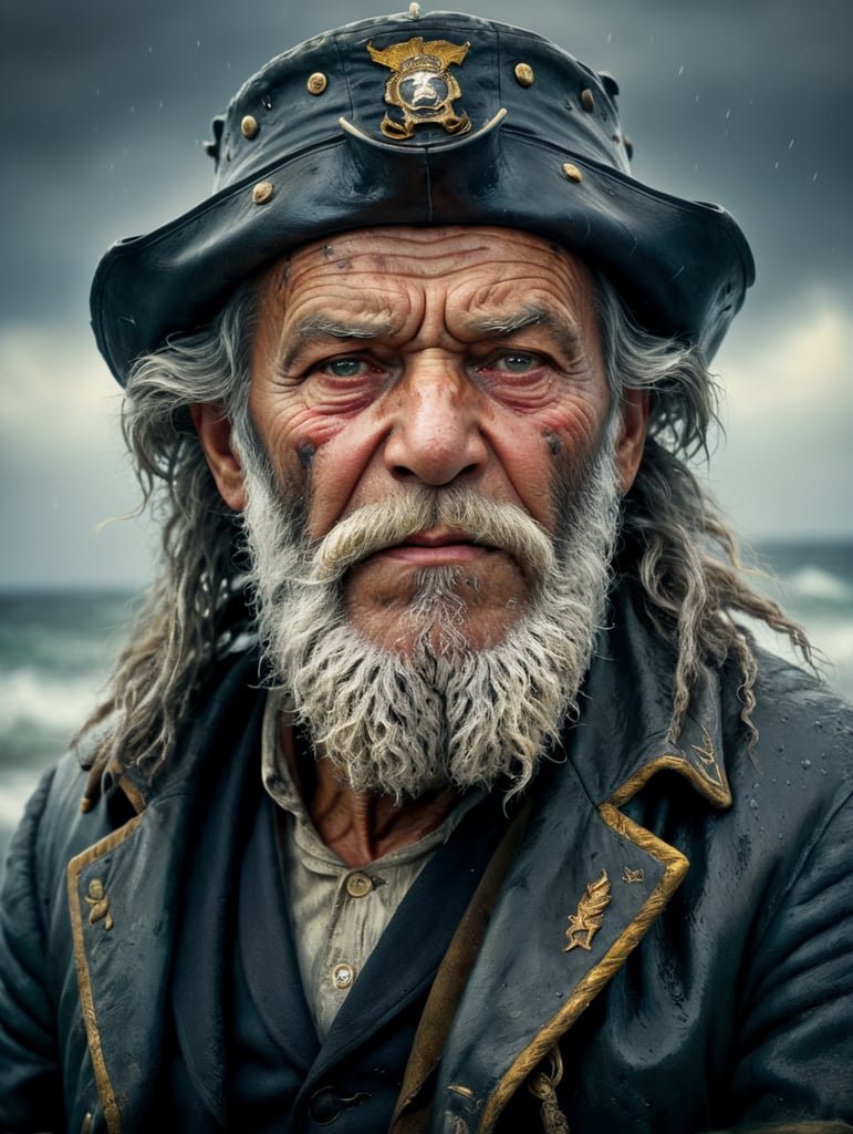 a wet plate photograph of a grizzled old sea captain