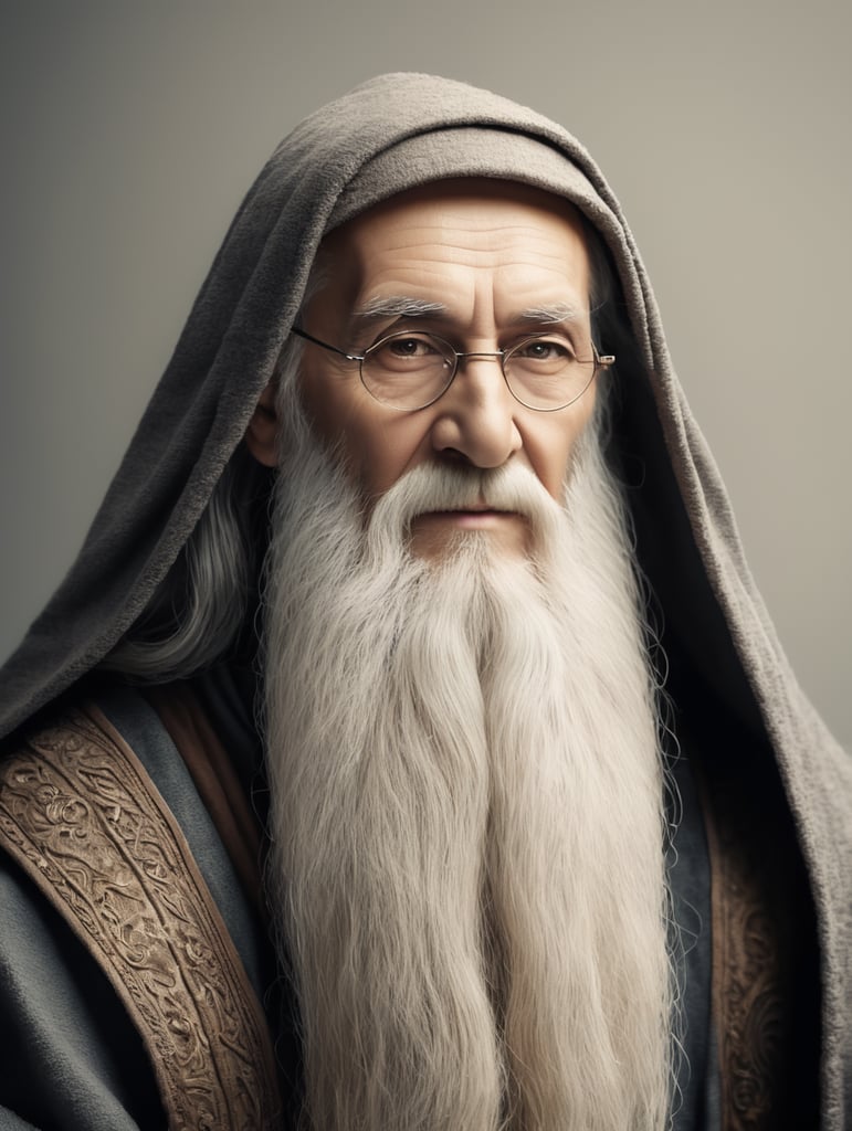 A old wise wizard with a long beard who can still stand
