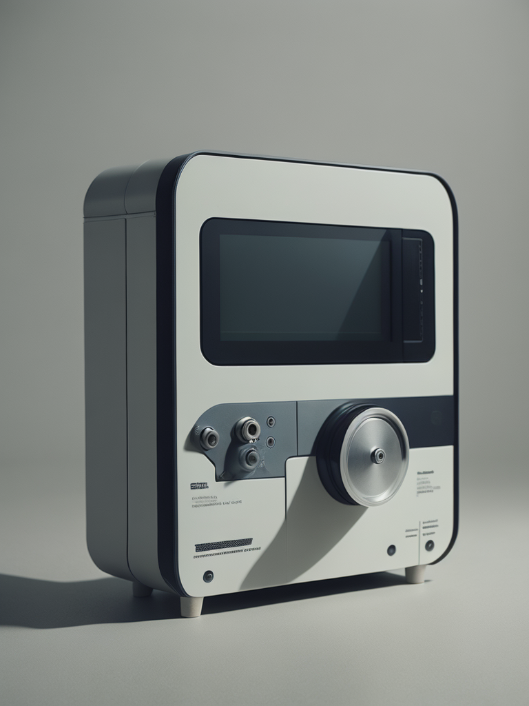 A surreal time machine designed by dieter rams, product ad retro