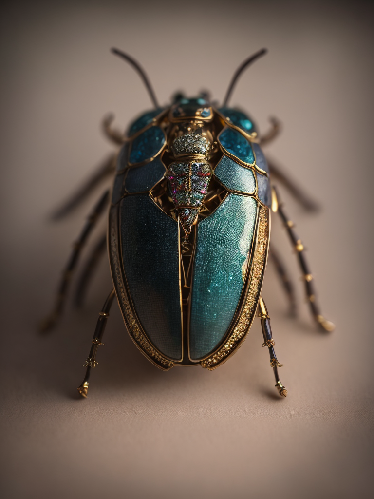 Beetle brooch made from various gems