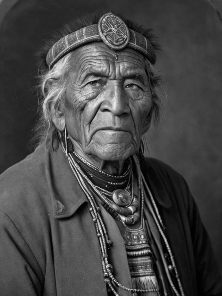 Canada's First Nations people, rare historical photo, black and white photography, a old man, redskin, native Americans