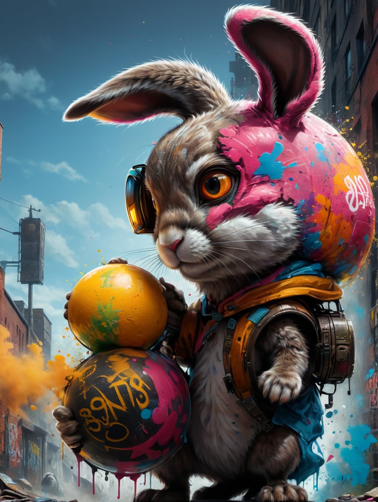 Whole image as a bunny in grafitti style. Must have transparent background.