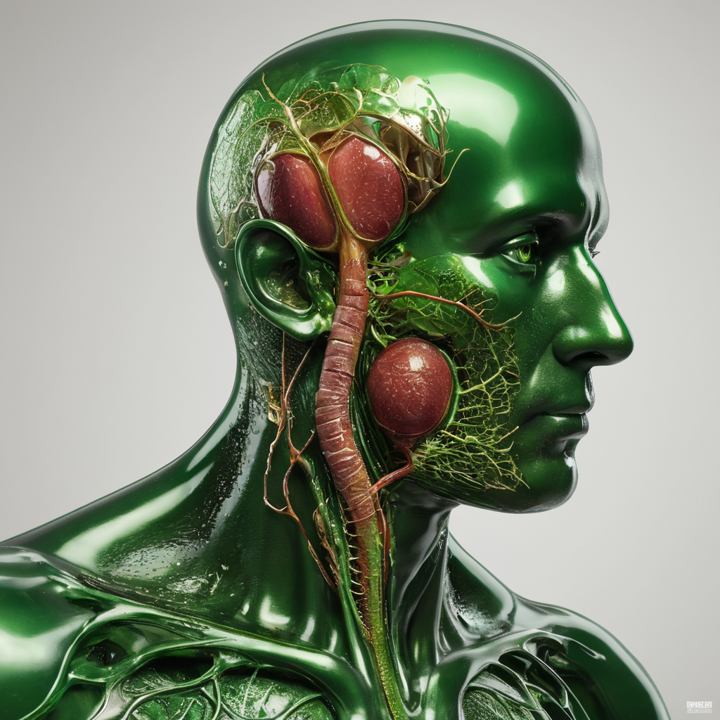 human kidney and bladder anatomy, shiny green liquid detailed , octane, blank background , anatomy,