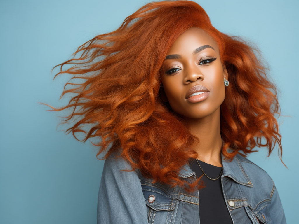 black women with ginger hair, professional photo, sharp on details