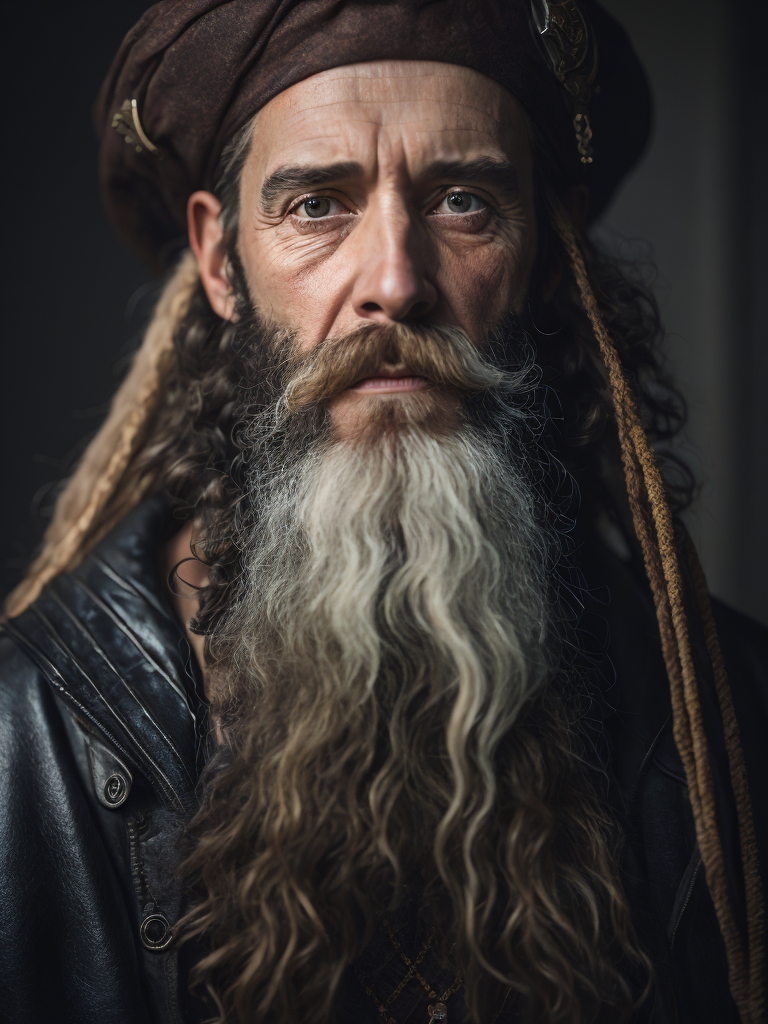 old pirate with octopus beard, dark scene, dark atmosphere, epic shot, sharp on details