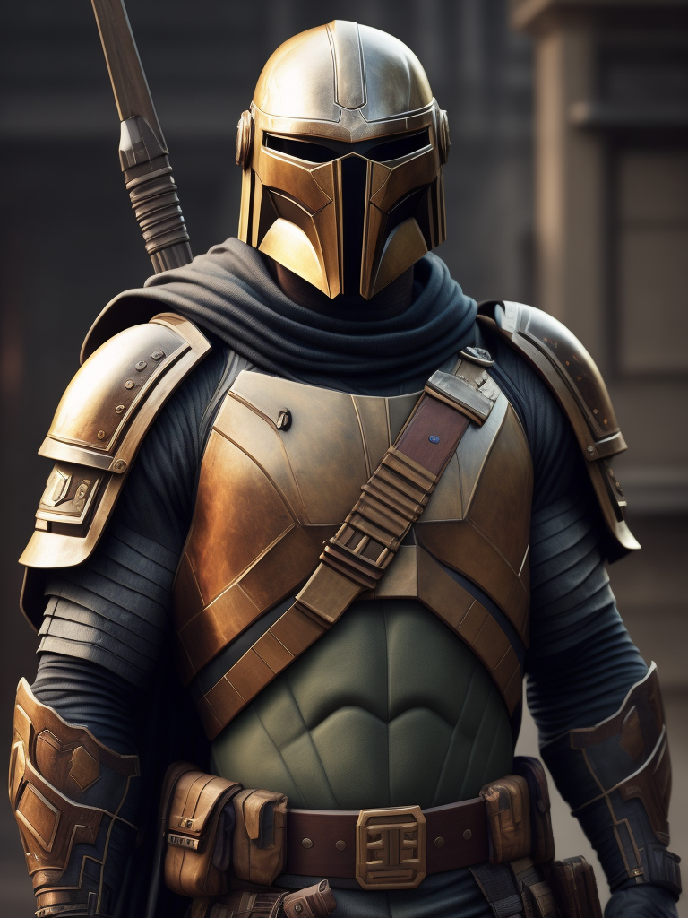 Raphael Ninja Turtle wearing Mandalorian Armor