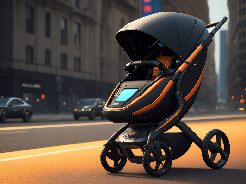 futuristic Stroller, cyberpunk, concept, ultra realistic 3D render, octane