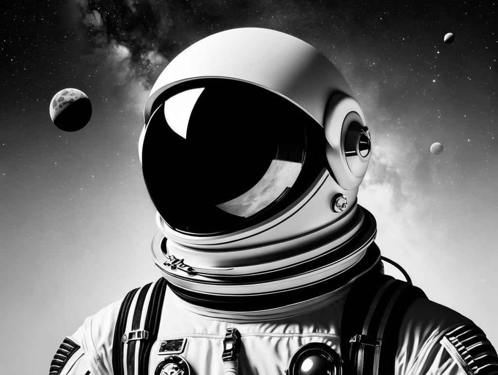 spaceman minimalistic picture, mainly the colors black and white, wallpaper for smartphones
