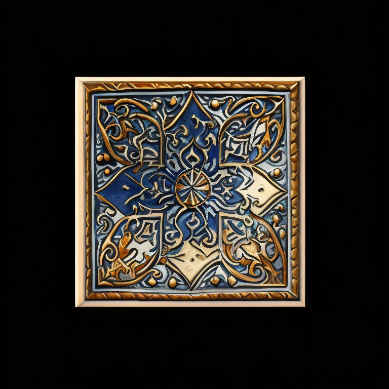 medieval ceramic tile, keep this image, just redesign it, add ceramic tile texture