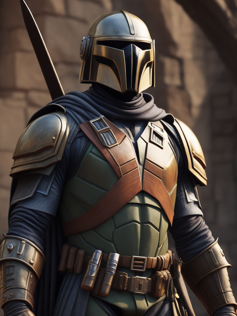 Raphael Ninja Turtle wearing Mandalorian Armor