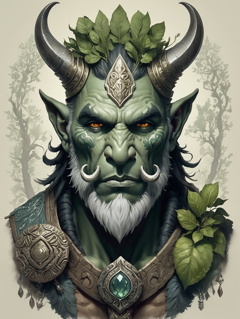 half orc druid with mask