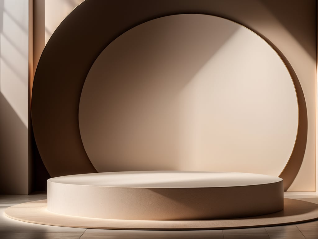 3d render of vector abstract background. Podium for show product. Blank scene showcase mockup with empty round stage.