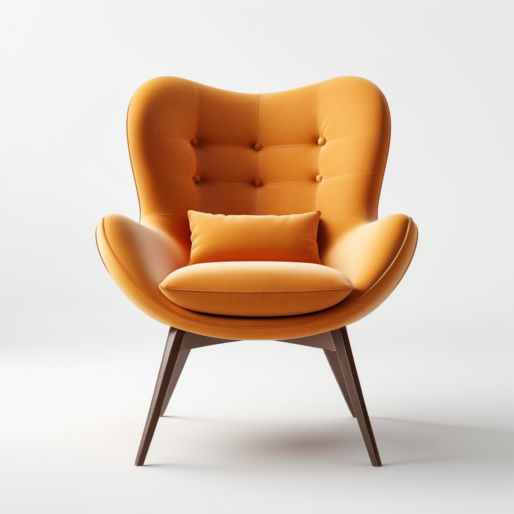 3d febric chair on a white background with sharp edge , clear, isolated on white background, center of the canvas