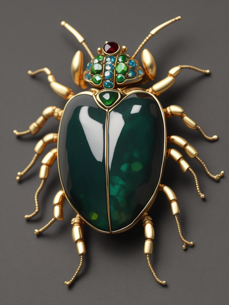 Beetle brooch made from various gems