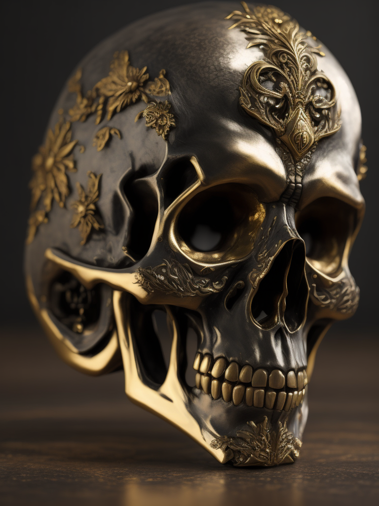 Embrace the beauty of the macabre with skulls made from precious materials! Create striking images of intricate skull sculptures crafted from gold, silver, and other valuable materials.