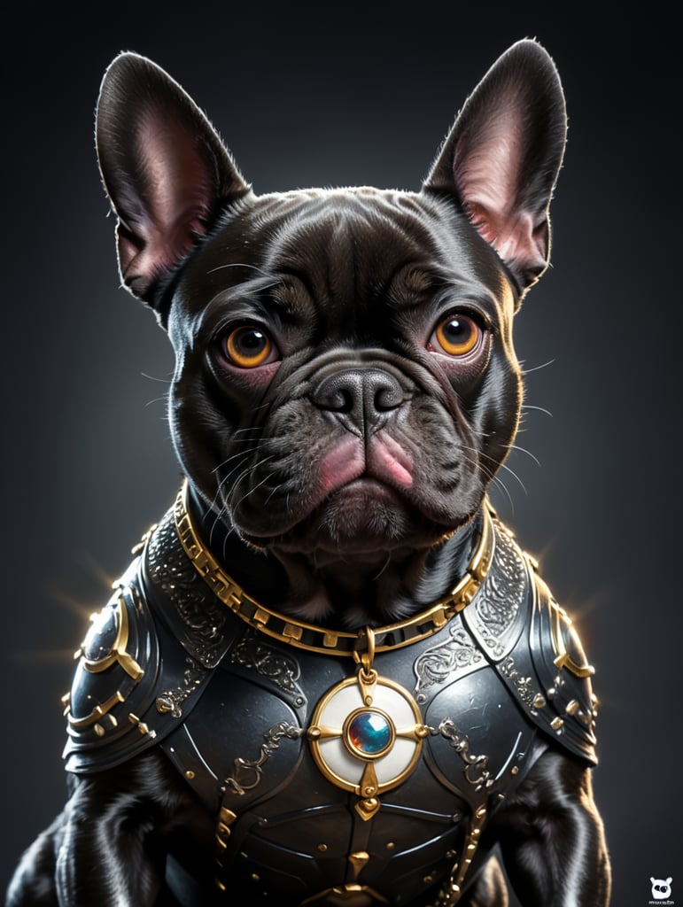 Disney Pixar inspired movie poster with the title Finick in the image a Black French bulldog with a white spot on his chest