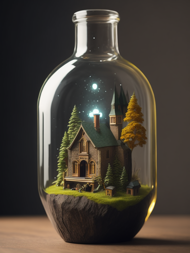 miniature world in the glass bottle