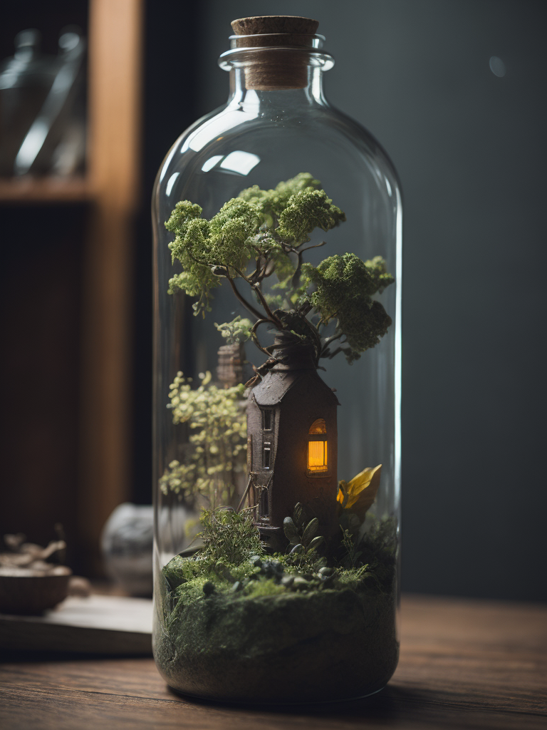 miniature world in the glass bottle