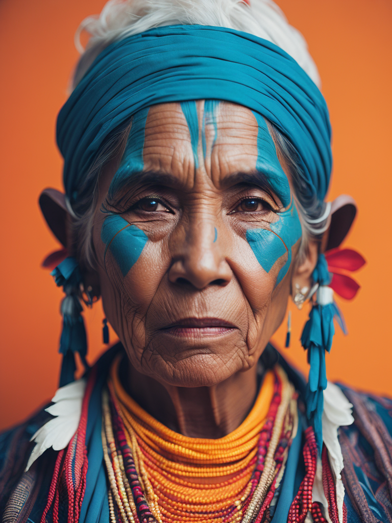 native american old woman in national dress