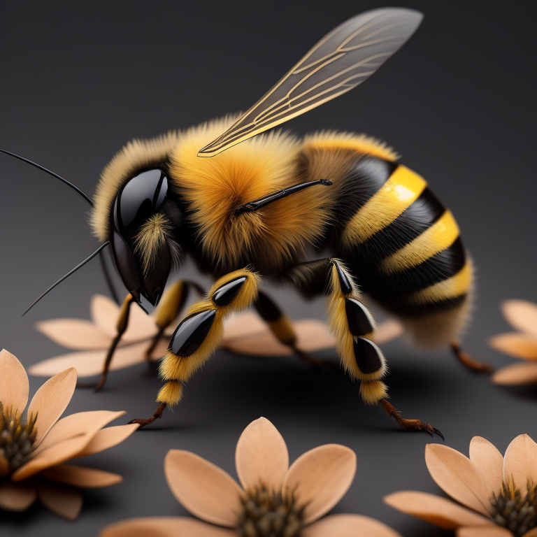 isolated bee with wings made of petals