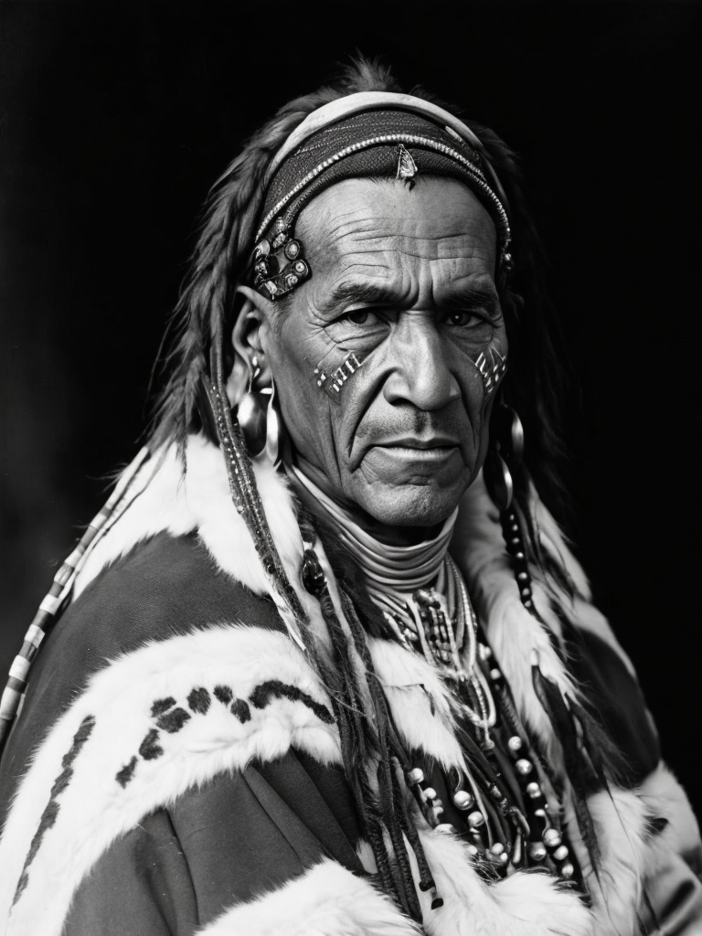 Canada's First Nations people, rare historical photo, black and white photography, a man, redskin, native Americans