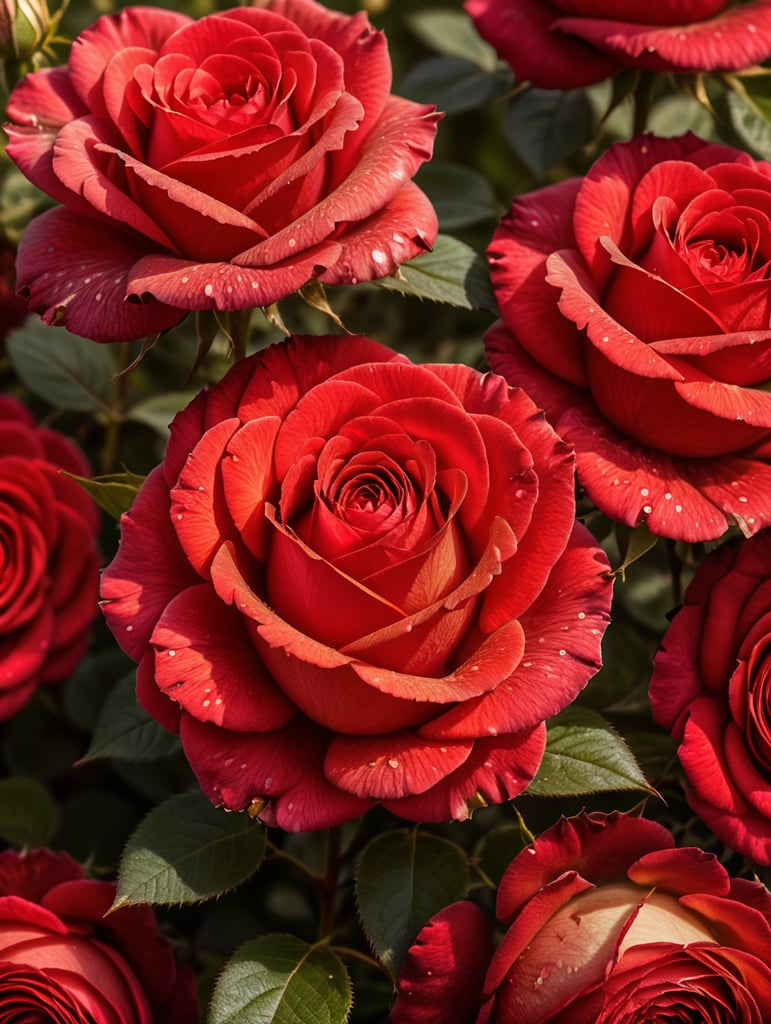 A field of red roses