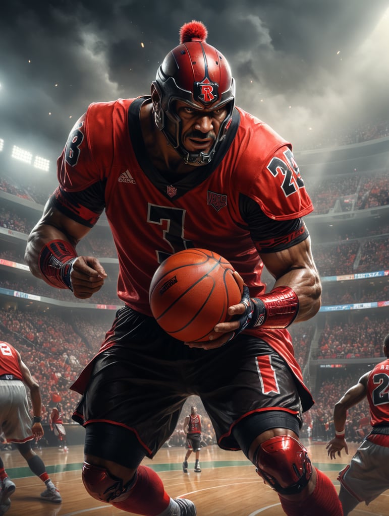 red raider wearing a basketball jersey