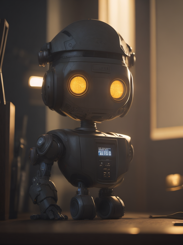 electronik robot and ofice ,unreal engine, cozy indoor lighting, artstation, detailed, digital painting,cinematic,character design by mark ryden and pixar and hayao miyazaki, unreal 5, daz, hyperrealistic, octane render