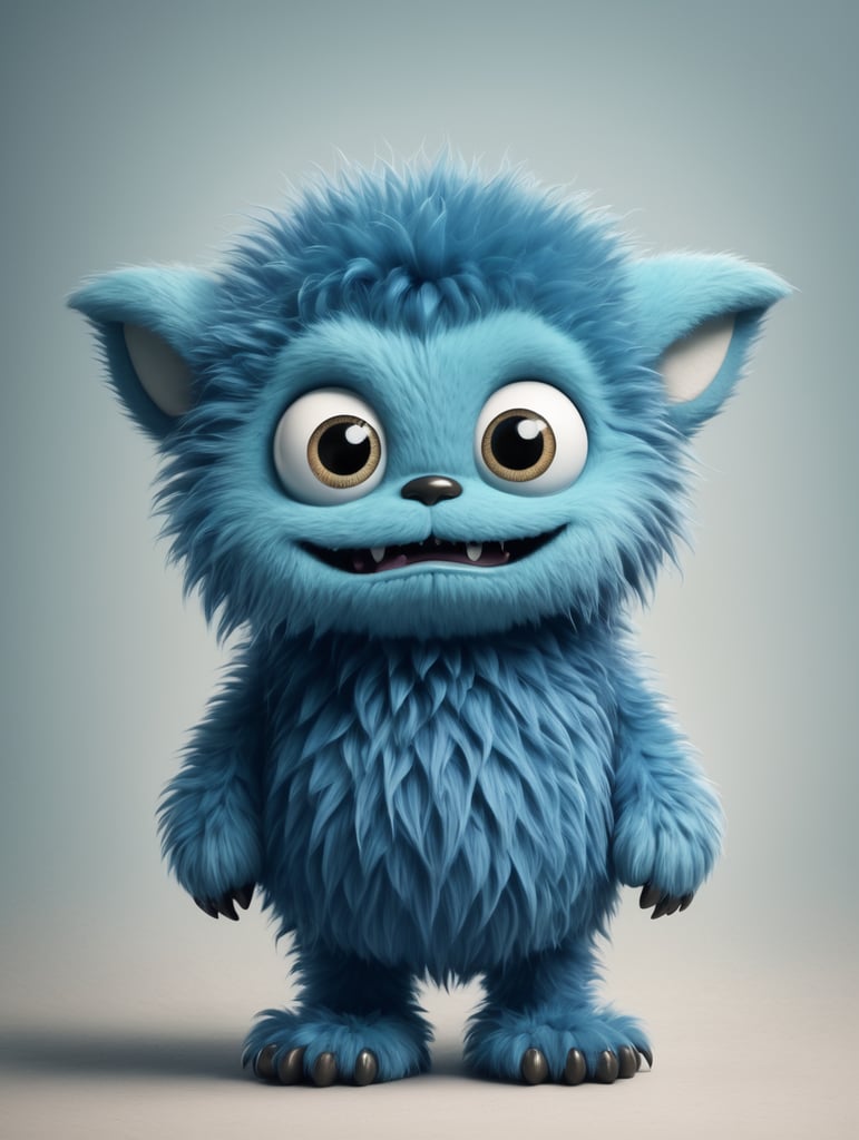 A cute furry creature blue monster