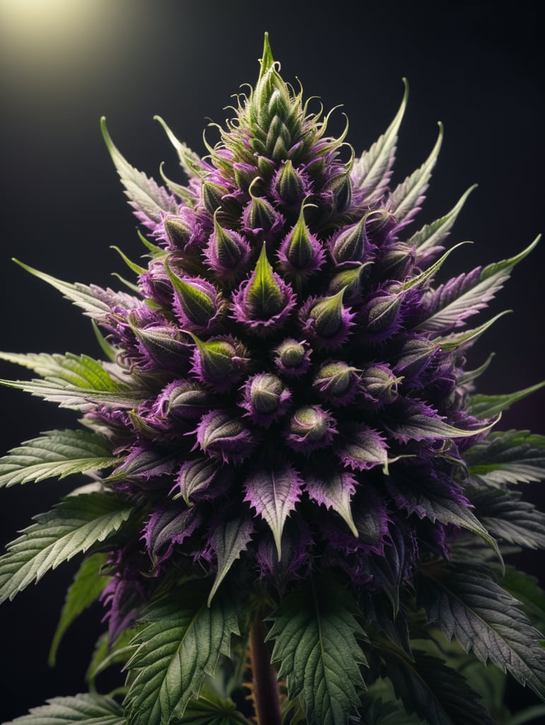 Highly detailed and beautiful cannabis flower purple