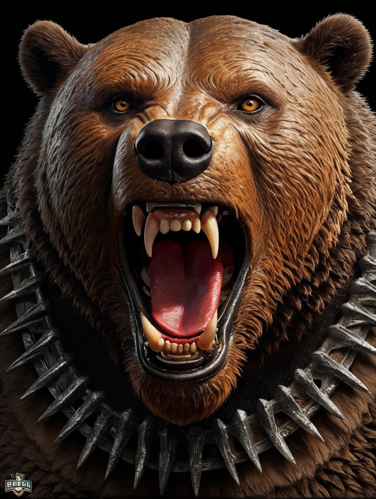 Logo of a sports teams named bears, agressive, showing teeth, adobe illustrator style