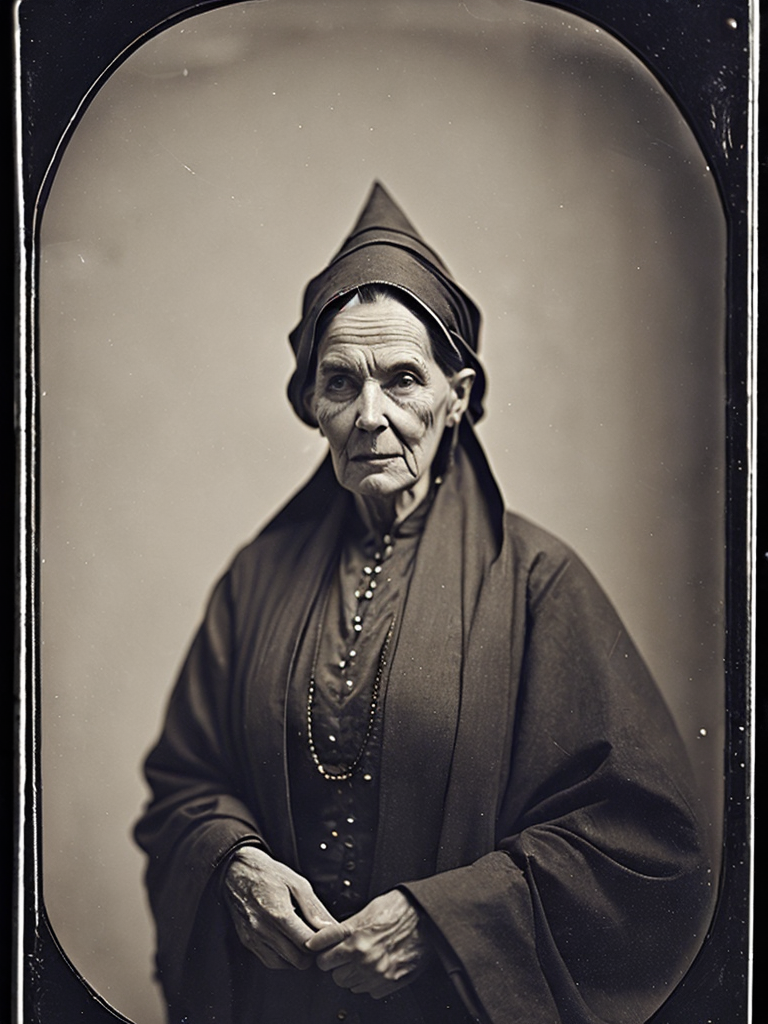 a wet plate photograph of a old witch