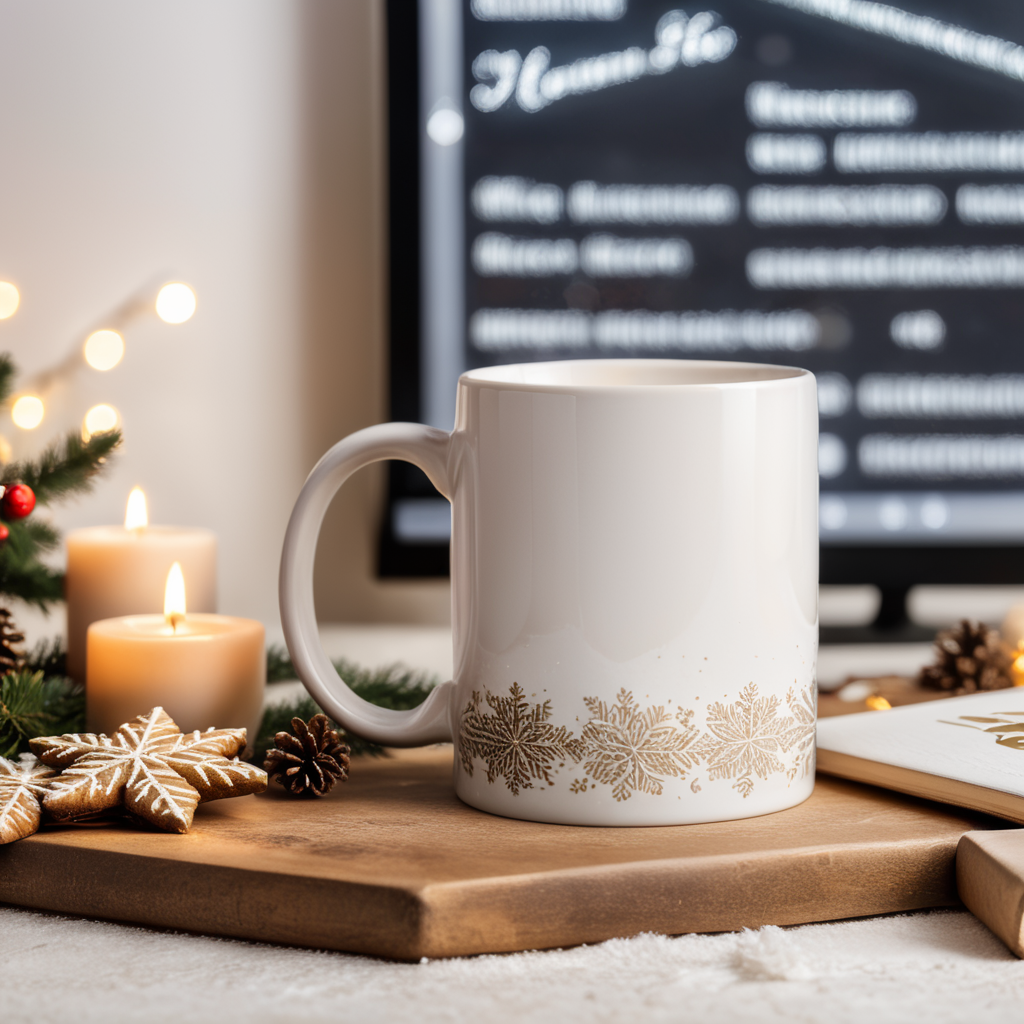 mug mockup in Christmas style