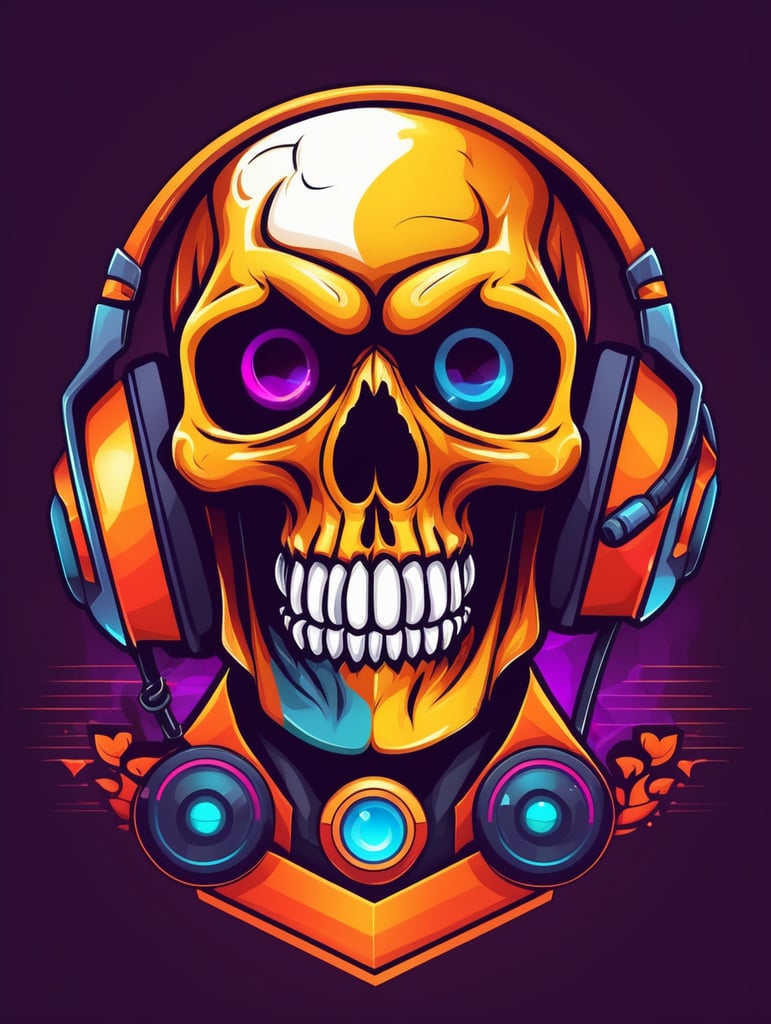 Skull Gamers mascot logo, e-gaming, bright colors, Gaming Logo, vector image