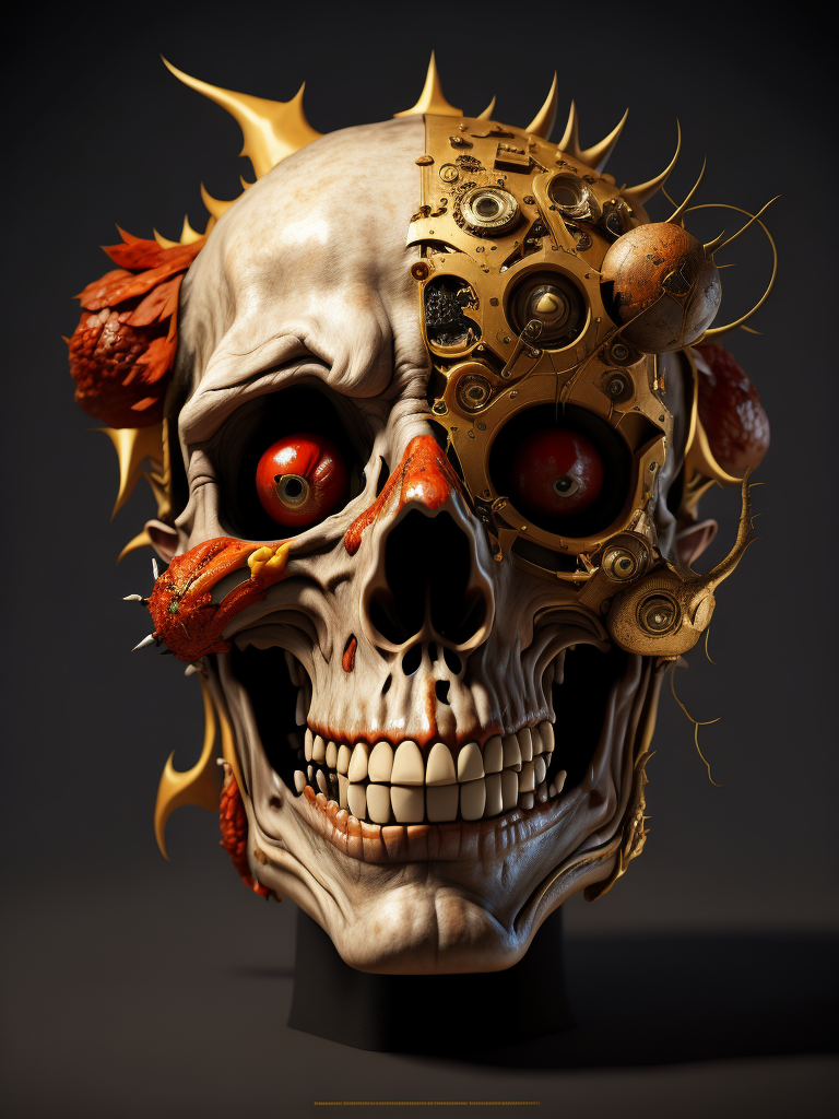 The anatomy of a zoombie head made of junk food, an ultrafine detailed painting by james jean, octopath traveler, behance contest winner, vanitas, angular, altermodern, surreal