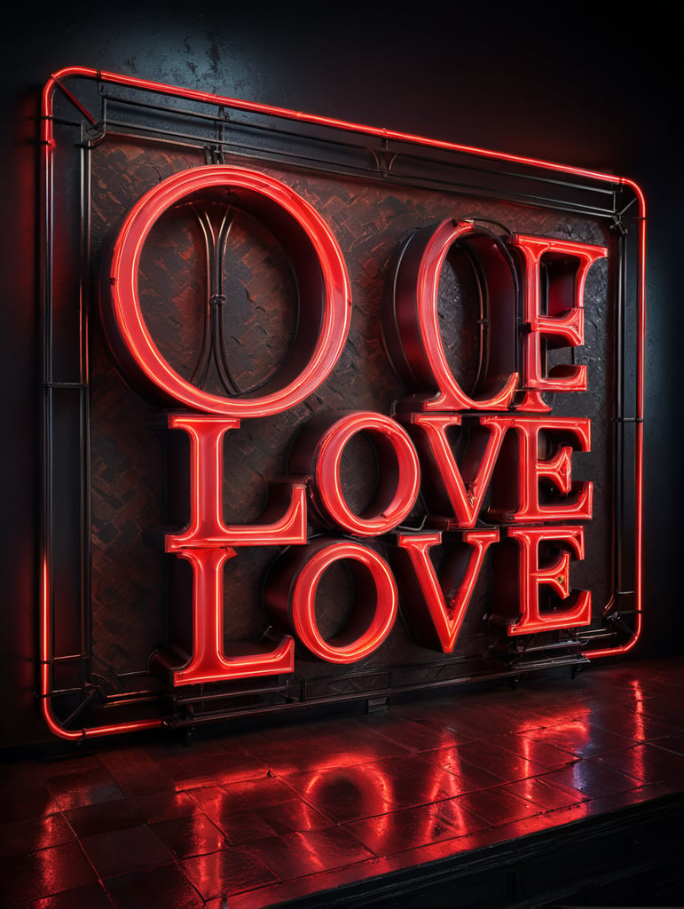 love neon sign, red color, neon